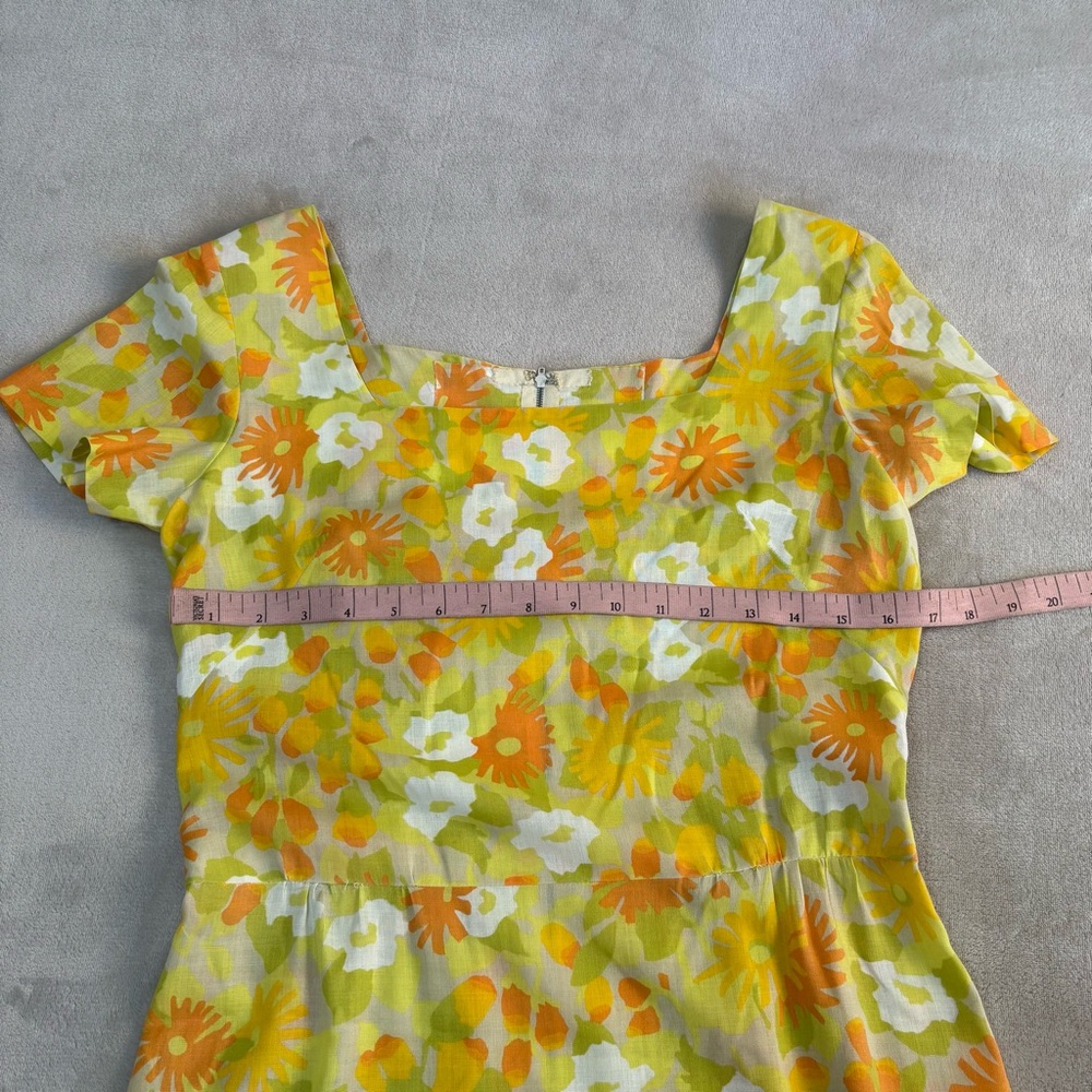 Vintage Floral Yellow and Orange Dress - Picture 4 of 5